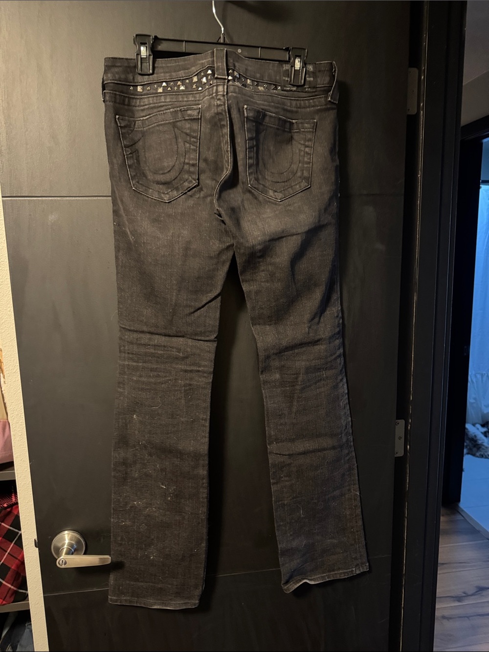 True Religion Women's Black Boot Cut Jeans with Stud Accents - Picture 2 of 2